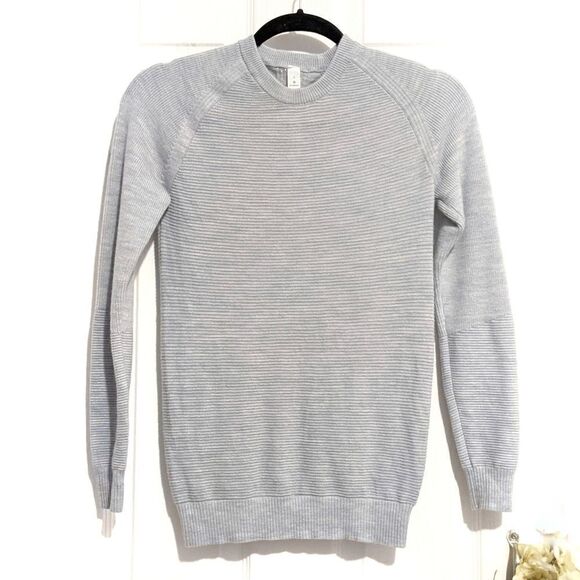 Lululemon Simply Wool Sweater Heathered Starlight Gray Ribbed Crew Neck Pullover - Picture 7 of 16